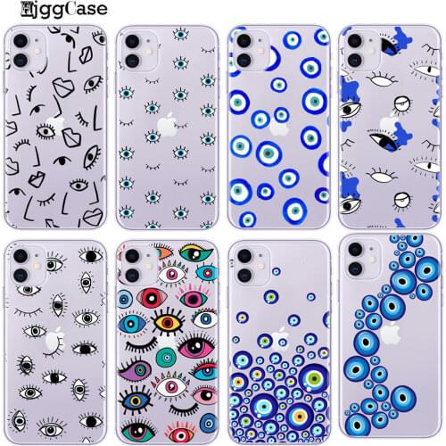 Lucky Eye Blue Evil Eye Print Clear Phone Case For iPhone SE 2020 11 Pro XR X XS MAX 7 8 6 Plus TPU Soft Silicone Back Cover Bag