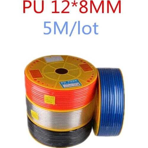 PU12*8 5M/lot Free shipping Air pipe, pneumatic hose, air duct, air compressor parts parts pneumatic hose ID 8mm OD 12mm
