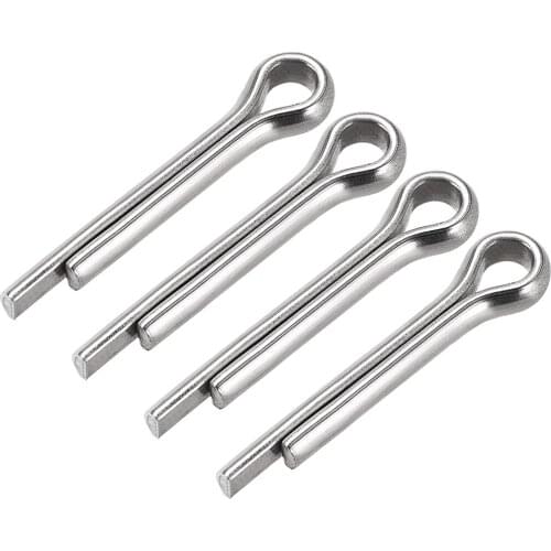 Uxcell 4Pcs Split Cotter Pin - 6mm x 35mm 304 Stainless Steel 2-Prongs Silver Tone for Home DIY Application