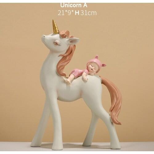 Nordic Cute Childrens Dreamland Series Deer Ornaments Unicorn Decorations Kids Room Entrance TV Cabinet Furnishings