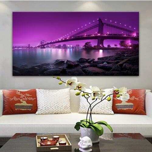 Modern Home Decoration Paintings New York Manhattan Bridge Landscape Posters Prints Wall Art Canvas Paintings Living Room Decor