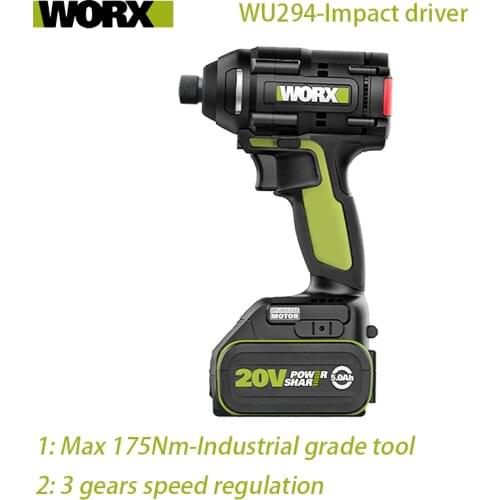 WORX WU294 Impact Wrench 20V 175Nm Three-speed Electronic Speed Regulation Rechargeable Lithium Brushless Motor Share Worx 20v