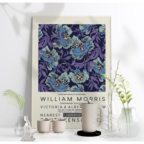 William Morris Vintage Art Prints Poster Britain Floral Wall Art Exhibition Museum Poster Purple Floral Wall Home Kid Room Decor