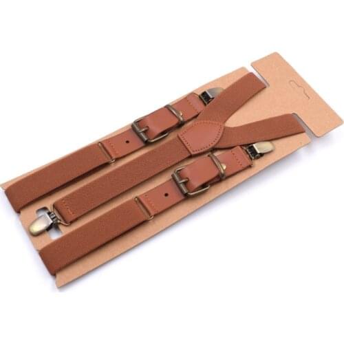 Vintage Men Suspenders 3 Clip Strap Braces for Trousers Pu Leather Suspenders Men Pants Brown 2.5*115cm Bretels Mannen