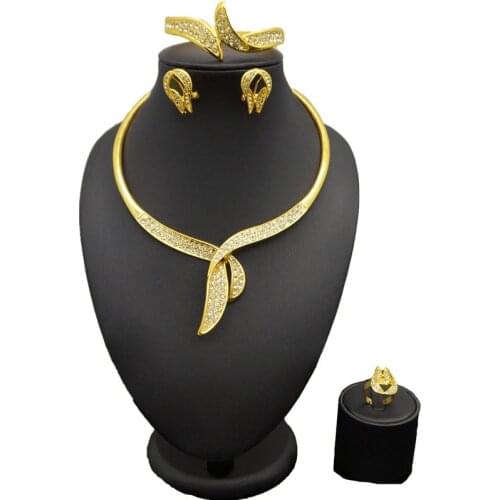 Big size jewelry sets african women necklace gold jewelry sets bangle and earrings