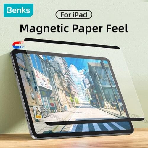 Benks Magnetic Removable Paper Screen Protector Film For iPad Pro 11 12.9 2021 10.9 10.5 10.2 PET Matte Drawing Anti Glare Films