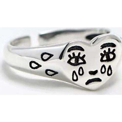 Creative Cry Face Rings for Women New Trendy Fashion Female Resizable Ring Jewelry Ladies Bar Night Club Jewelry Gifts