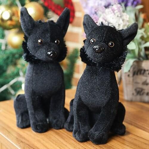 1pc 22cm Simulation Black Dog Plush Toy Creative Realistic Animal Sitting Dog Dolls Stuffed Soft Toys for Children Birthday Gift
