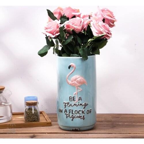 1pc Vintage Flower Vase Flamingo Flower Vase Ceramic Hydroponic Container Home Wedding Decor (S/M/L)
