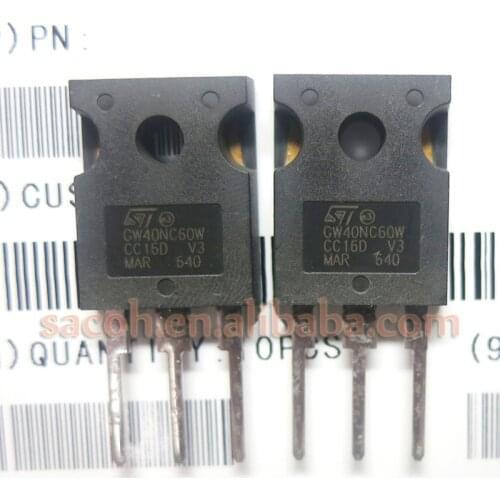 10Pcs STGW40NC60W GW40NC60W or STGW40NC60WD GW40NC60WD TO-247 40A 600V Ultra fast IGBT
