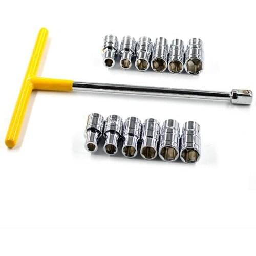 13Pcs T-type Handle Spanner Socket Wrench Set Outer Hexagon Wrench Multifuctional Removable transferable Repair Tool Hand Tools