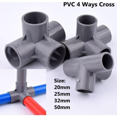 2-10Pcs 4 Ways Cross Aquarium Fittings Tube Hydroponic Frame Connectors PVC Pipe Three-dimensional Joint Garden Irrigation DIY