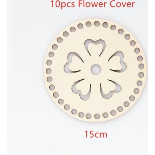 20pcs ( 10pcs circle bottom and 10 pcs flower cover ) 15cm Blank Crochet Basket Wood Base for Handmade Basket Weaving