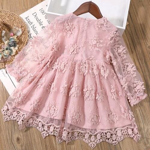 2020 Girl Lace Flower Dress Embroidery Girls Baby Summer Spring Princess Dress Party Birthday Dresses Vestidos Clothes