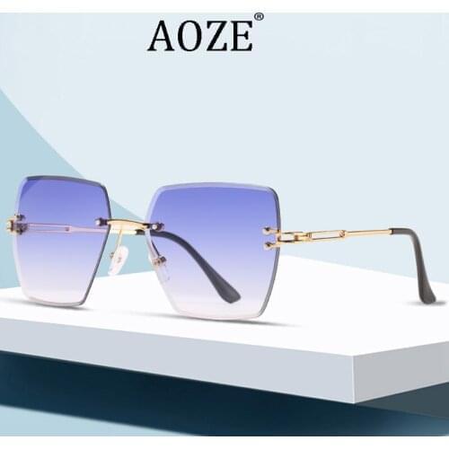 2021 Luxury brand Fashion Brand design women sunglasses Mirror Gradient LENS RIMLESS square oculos Gafas sun glasses