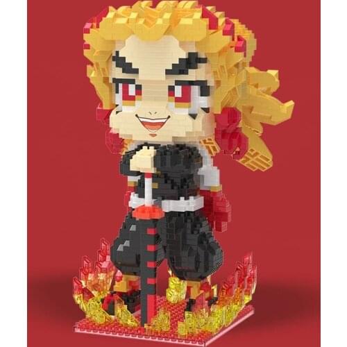 2433pcs+ Rengoku Kyoujurou Mini Building Blocks DIY Anime Demon Slayer Figure Diamond Sword Bricks Toy for Children Gift