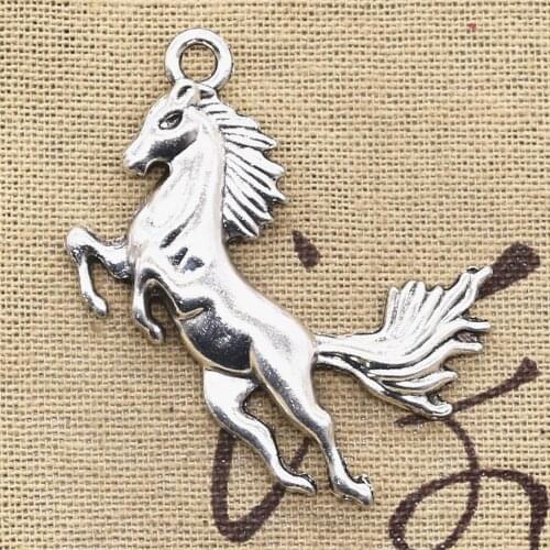 4pcs Charms Horse 51x32mm Antique Making Pendant fit,Vintage Tibetan Bronze Silver color,DIY Handmade Jewelry