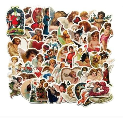 50PCS Kawaii Little Angel Cupid Graffiti Stickers DIY Motorcycle Luggage Car Decor Rearview Mirror Car Stickers
