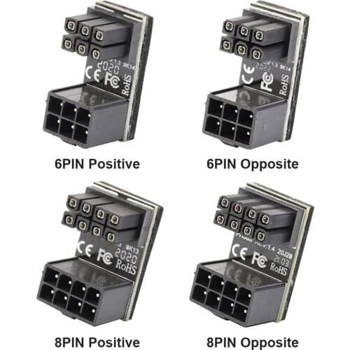 ATX 8 Pin Graphics Card Adapter VGA PSU Adapter Elbow GPU Power Steering Connector PCIE 6pin 8pin 180 Degree Rotation