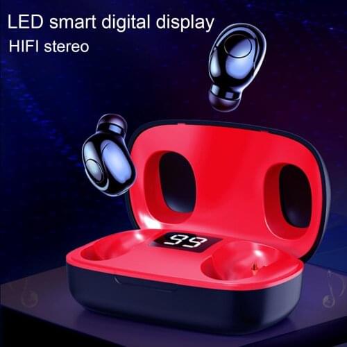 2Pcs S9 Wireless Earbuds HIFI In-Ear LED Display Mini TWS Bluetooth 5.0 Headsets with Mic for Sports