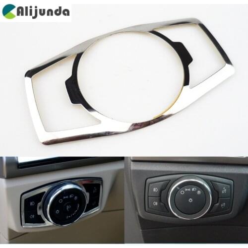Stainless Steel Headlight switch decorative sequins cover For Ford Focus 3 MK3/4 Kuga Escape Explorer Mondeo Mustang accessories
