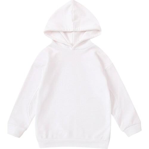 Children Baby Girls Hoodie Autumn Solid Long Sleeve Pullover Casual Clothes Toddlers Whiter Cotton Keep Warm Clothes