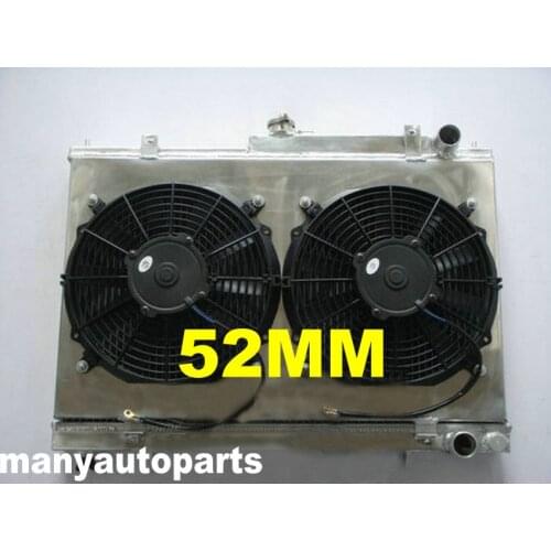 For Nissan Skyline R33 R34 GTR GTS-T RB25DET MT Aluminum radiator + Shroud+ Fans