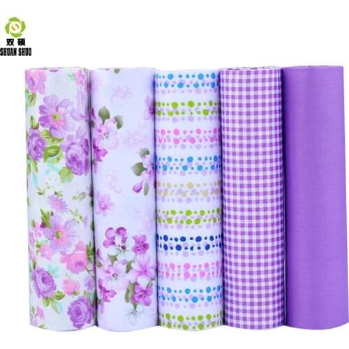 Shuanshuo Tissus Cotton Patchwork Fabric Telas Fat Quarter Bundles Fabric For Sewing DIY Crafts Purple Color 40*50cm 5pcs/lot