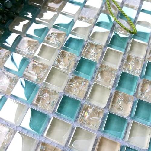 Blue mix glass mosaic tile for kitchen backsplash shower room DIY wall sticke