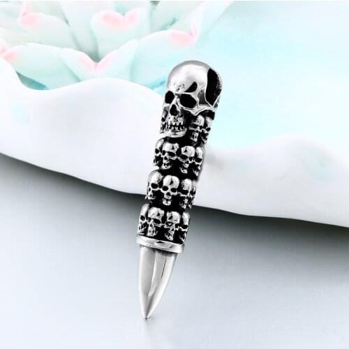Exquisite Skull Bullet Necklace Pendant 316L Stainless Steel Punk Style Mens and Womens High Quality Jewelry Gifts