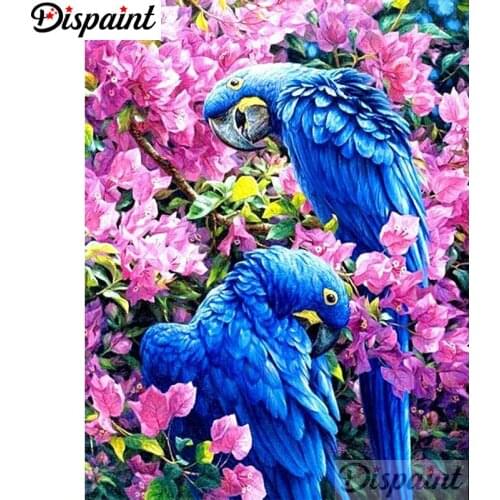 Dispaint Full Square/Round Drill 5D DIY Diamond Painting "parrot and flowers" 3D Embroidery Cross Stitch Home Decor Gift A10541