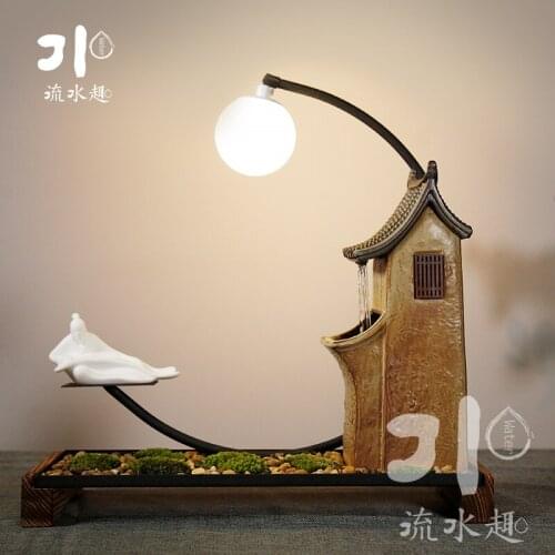 New Chinese style Creative design ceramic Desktop furnishing articles luminous garden decoration accessories flow of water