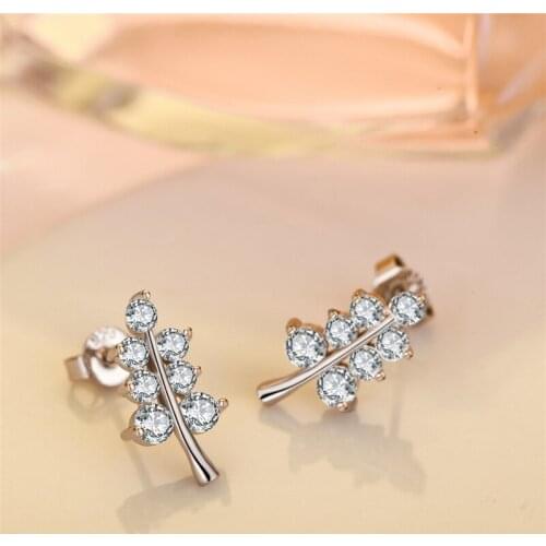KOFSAC New Fashion 925 Sterling Silver Stud Earrings For Women Exquisite Zircon Cute Christmas Tree Ear Jewelry Lady Party Gift