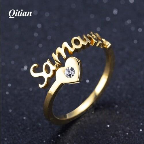 Personalized Name Rings Gold Color Heart Sprial Ring For Women High Quality Stainless Steel Men Jewelry Not Fade For Women