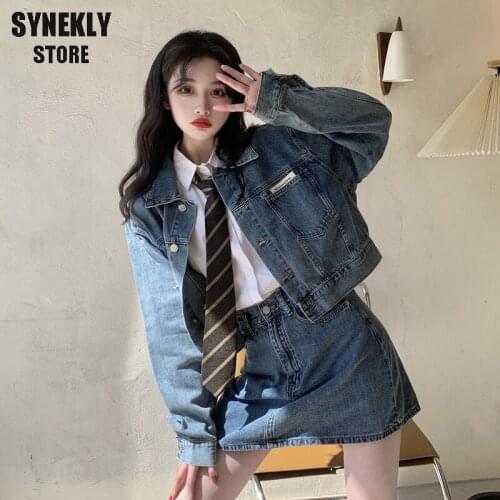 Korean Style Women’s Denim Jacket Turn Down Collar Full Sleeve New Fashion Loose Button Short Lapel Wild Leisure Female Clothing