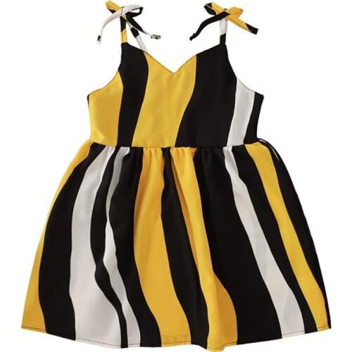 Summer Girls Slip Dress Vertical Stripes Children Dress