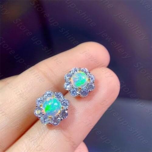 Best selling style natural opal earrings 925 silver womens earrings wedding & birthday gifts elegant atmosphere