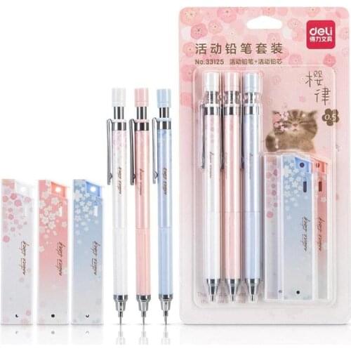 0.5mm Cherry Sakura Mechanical Pencil Set Student Lovely Fresh Automatic Pencil Cute Office School Stationery Supplies