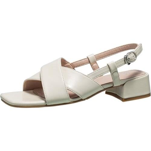 Fashion sandals womens summer 2021 new style fairy style buckle back strap thick heel square toe shoes