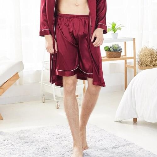 Sleep Bottoms Men Silk Shorts Pantalon Pour Homme Spodenki Do Spania Pantalon Corto Silk Pajamas Men Ice Silk Single Shorts 2021