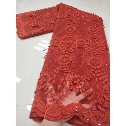 Nigerian Lace Fabric 2020 High Quality Lace Fashion Embroidery Tull Net Lace With Sequins Latest African French Fabrics 5yards