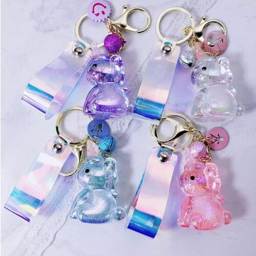 New Creative Acrylic Unicorn Keyring Colorful Buckle Girl Bag Car Pendant Keychains Childrens Toys Cute Keyfob Gifts