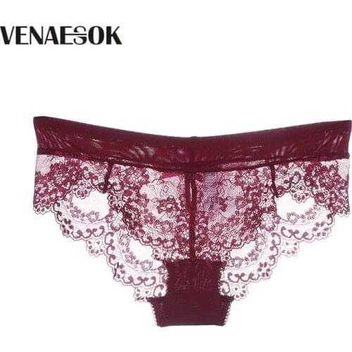 2020 New Arrivals Mid-Rise Panties Lace Comfortable Sexy Underwear Transparent Briefs Women Lingerie Embroidery Black Panty