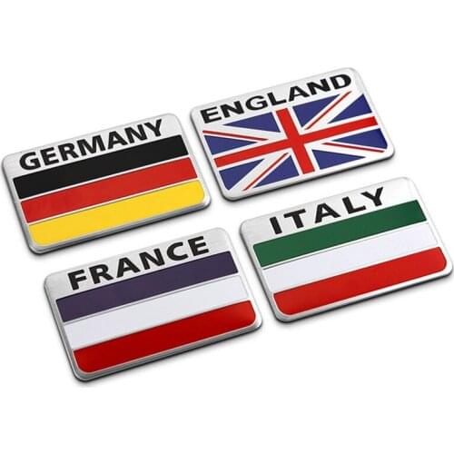 United Kingdom/France/Italy/Germany Nation Flag Car Aluminum Sticker for LandRover Range Rover Freelander Mini Countryman