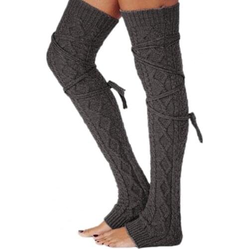 Autumn Winter Women Open Toe Socks Stockings Knitted Warmer Elastic Leg Sleeves