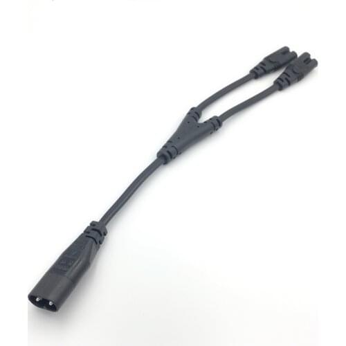 IEC320 C8 to 2X C7 Y Split AC Power Cord, IEC Figure 8 Male to 2 Female 1 in 2 Out AC Power Cable, Length=30CM Black
