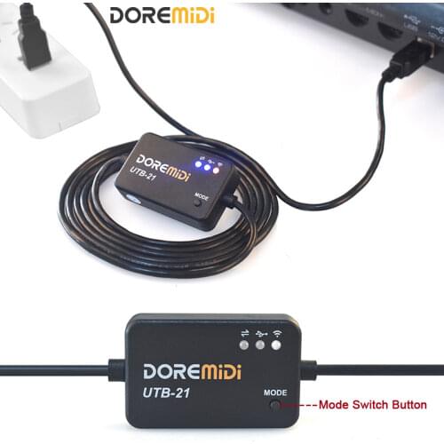DOREMiDi Music Editor USB MIDI To Wireless Bluetooth MIDI Adapter Wireless MIDI USB Cable with Indicator and Mode Switch Button