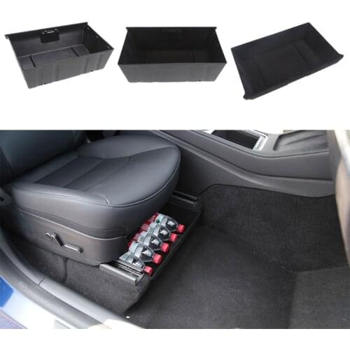 For Model Y Under Seat Storage Tray Organizer Car Interior Items Container-ABS/Flocking Lining/Double-faced Flocking