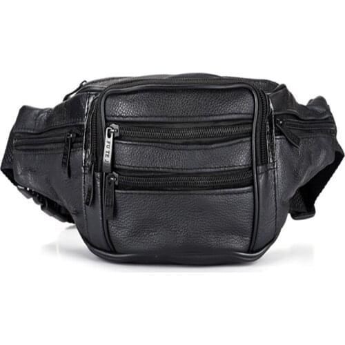 2019 Fashion Men Genuine Leather Waist Packs Men Organizer Travel Waist Pack Necessity Waist belt Mobile Phone Bag Waist Bag