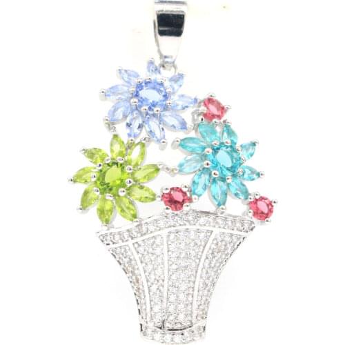 40x24mm Lovely Drop Shape Created Created Violet Tanzanite Gift For Sister Daily Wear Silver Pendant Drop Shipping